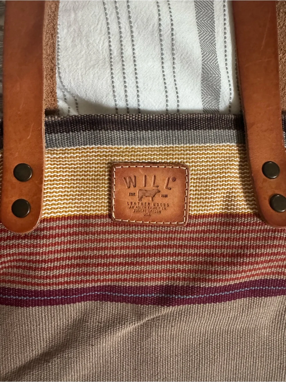 WILL Leather Goods Striped Canvas Tote Bag